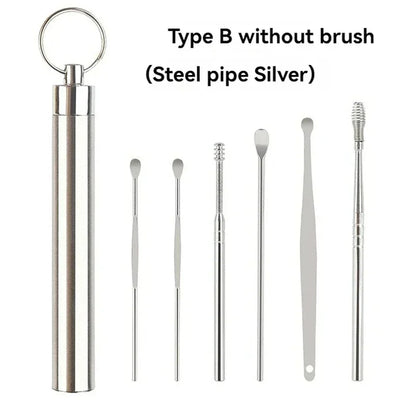 Ear Pick Six-Piece Set Ear Cleaning Ear Picking Earpick Convenient Portable Portable Ear Pick Household Portable for Adults