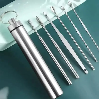 Ear Pick Six-Piece Set Ear Cleaning Ear Picking Earpick Convenient Portable Portable Ear Pick Household Portable for Adults